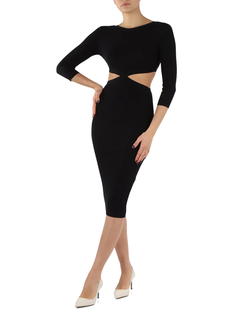 Abito in misto viscosa a costine con dettaglio cut-out