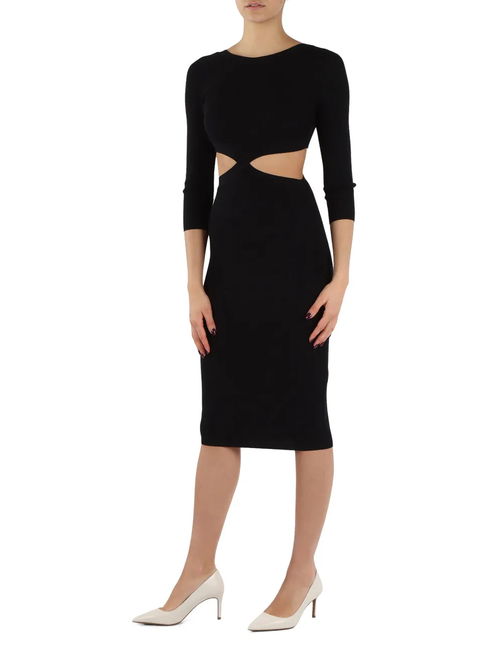 Abito in misto viscosa a costine con dettaglio cut-out