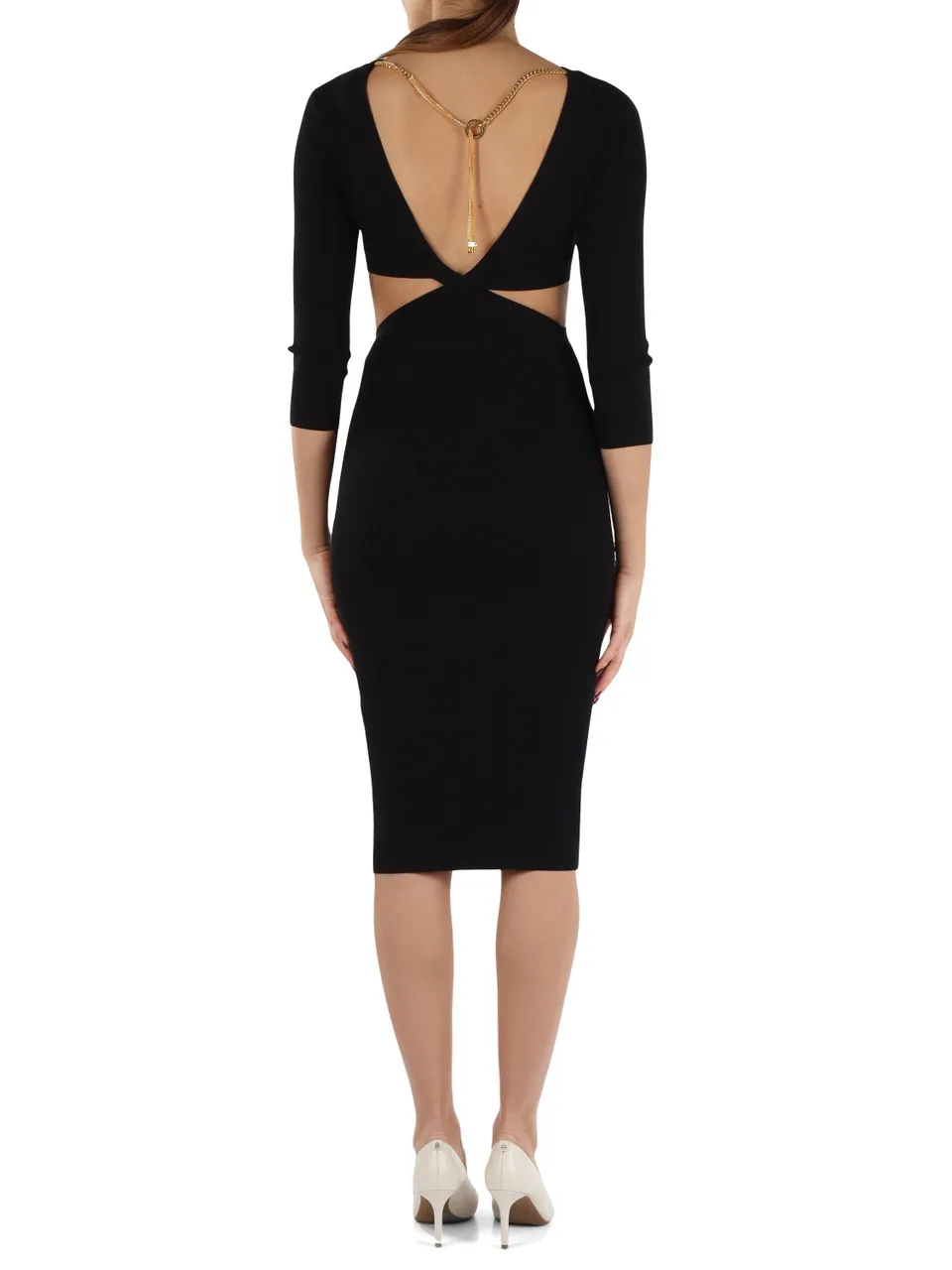 Abito in misto viscosa a costine con dettaglio cut-out