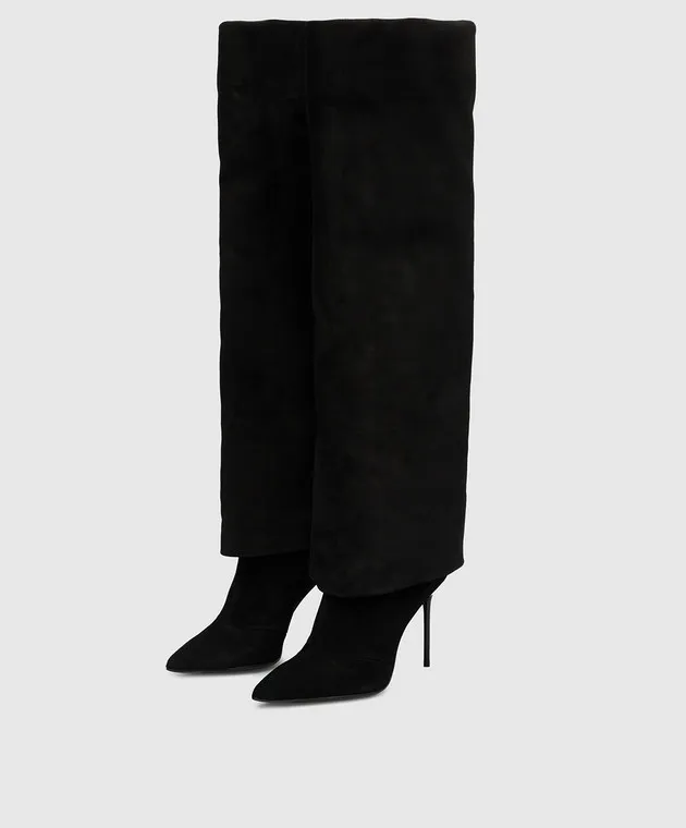 Balmain Stivali Ariel in camoscio nero BN1TA897LCTA