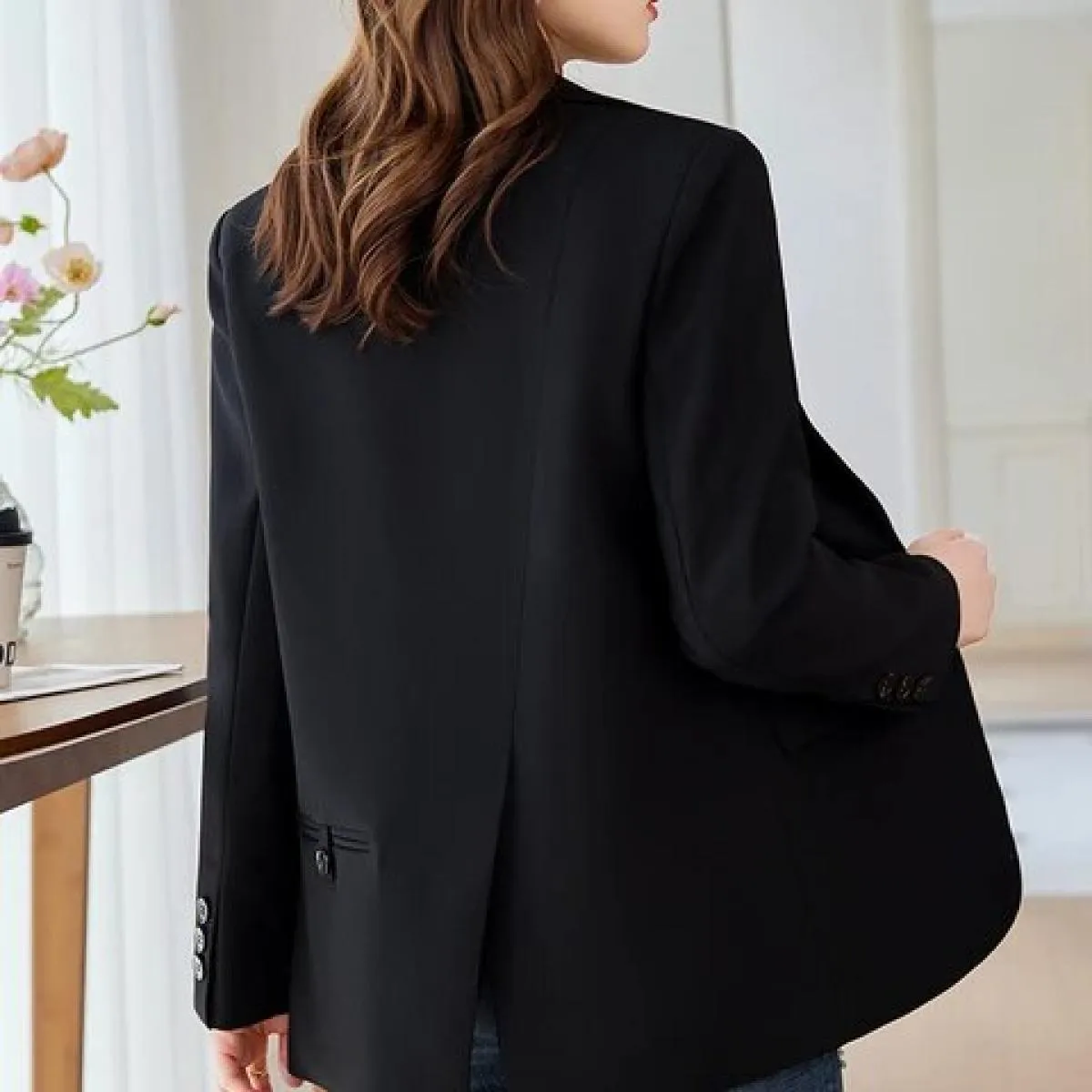 Cappotto da giacca casual da donna a maniche lunghe autunno inverno da donna nero rosa beige