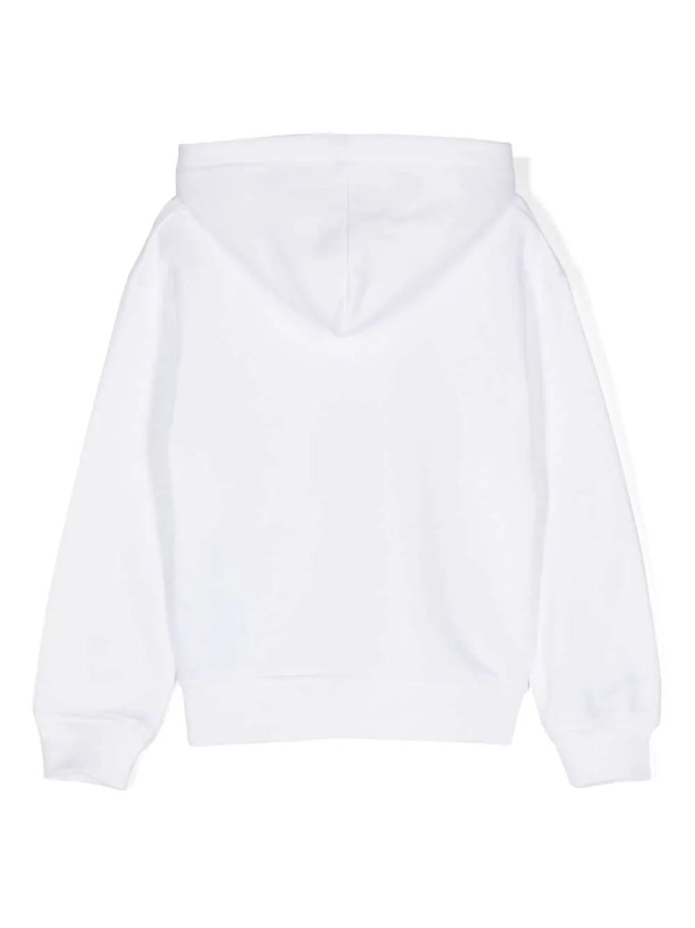 Felpa per bambino Moschino Kids bianco con cappuccio e logo goffrato sul davanti