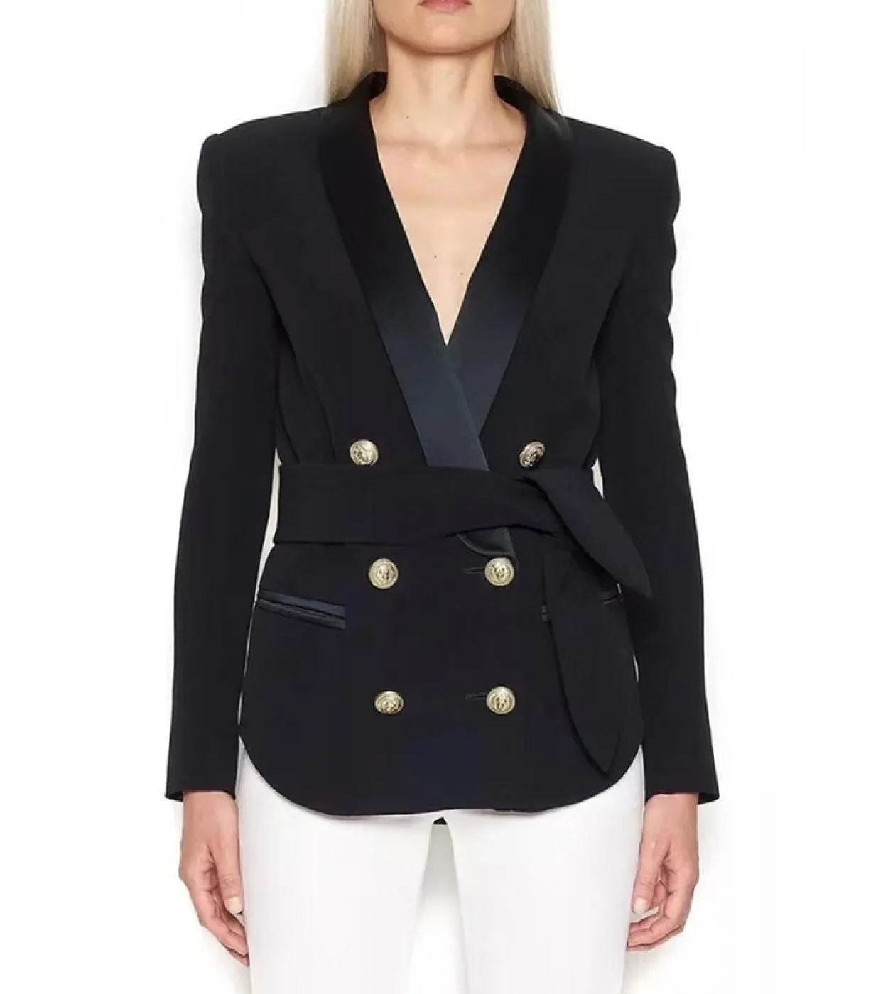 Giacca da donna di design più recente di alta qualità Giacca da donna elegante doppio petto con bottoni a forma di leone