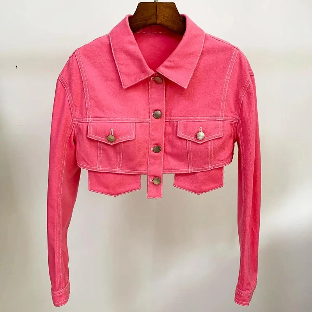 Giacca di jeans alla moda Crop Top Giacca di jeans corta Giacca da donna firmata da donna