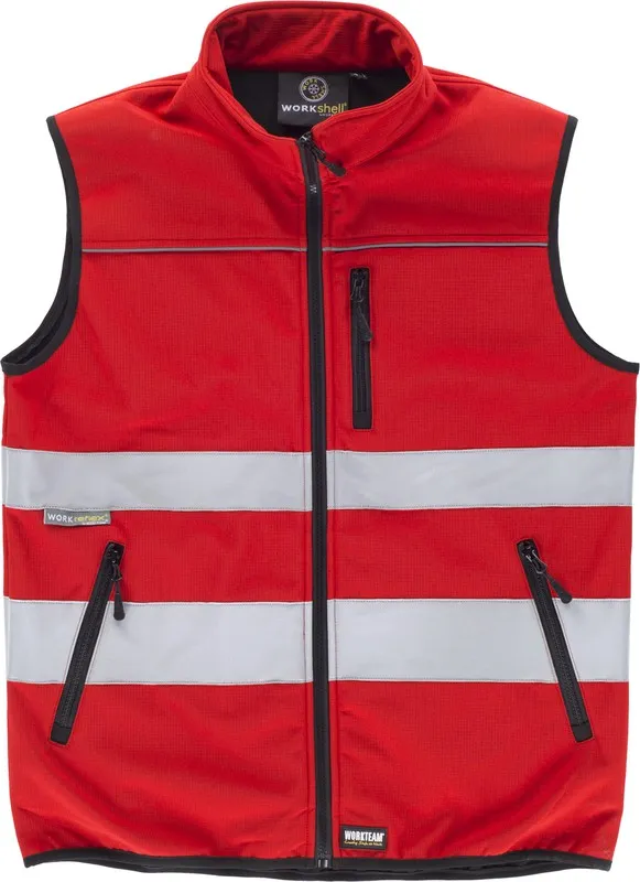 Gilet da lavoro con nastri riflettenti di diverse dimensioni Rosso