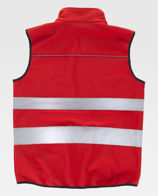 Gilet da lavoro con nastri riflettenti di diverse dimensioni Rosso