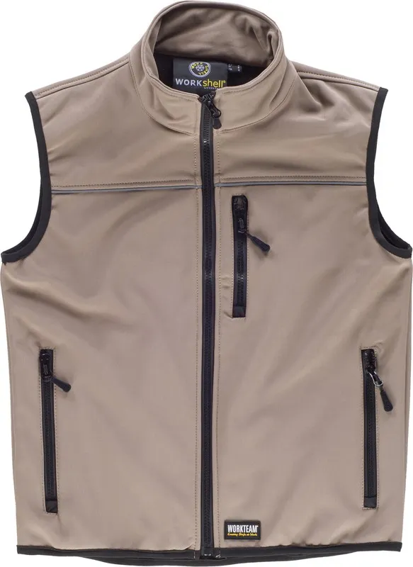 Gilet da lavoro tinta unita Beige