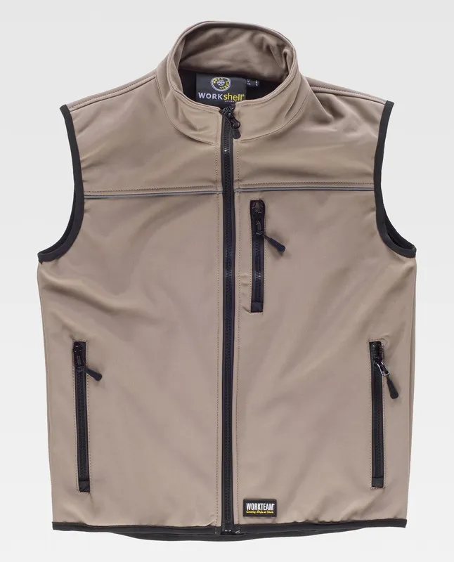 Gilet da lavoro tinta unita Beige