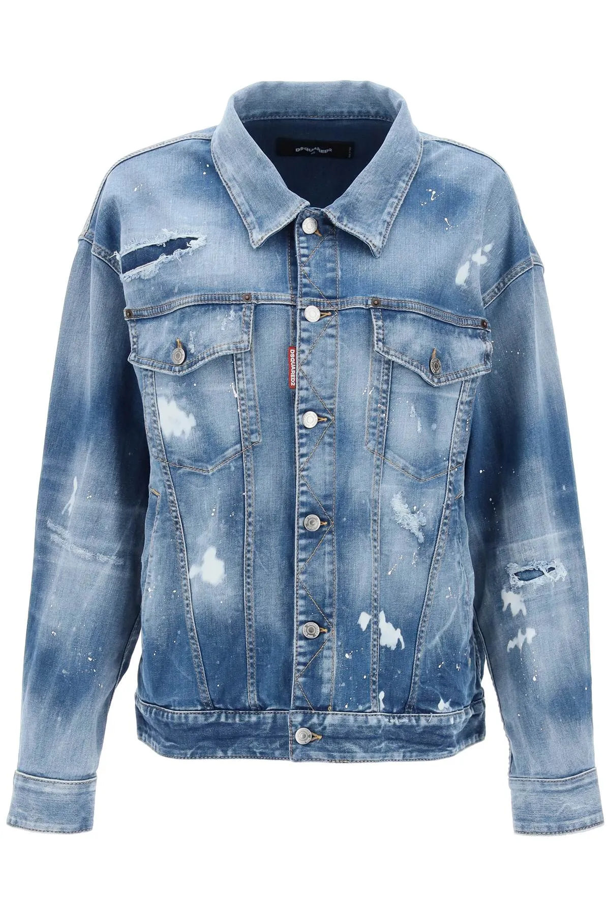 Giubbino In Denim Medium Ice Spots Wash