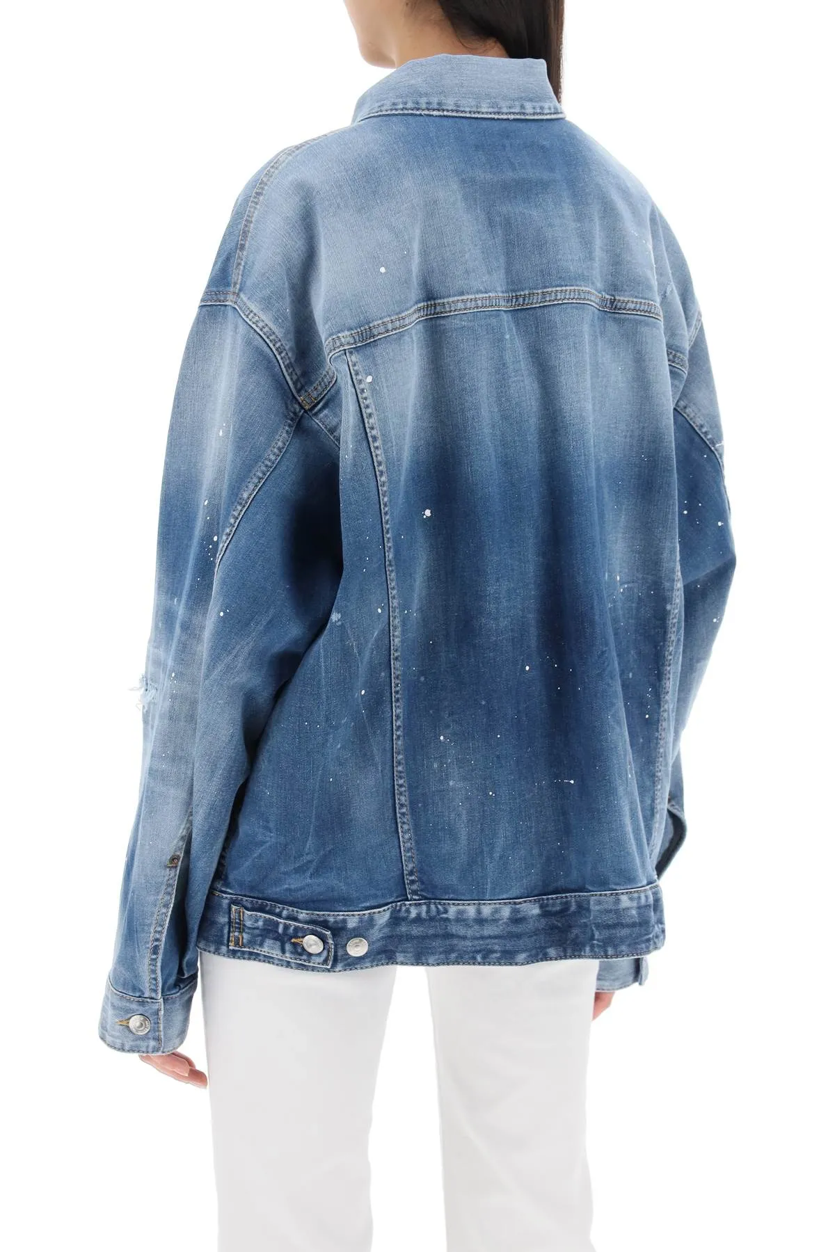 Giubbino In Denim Medium Ice Spots Wash