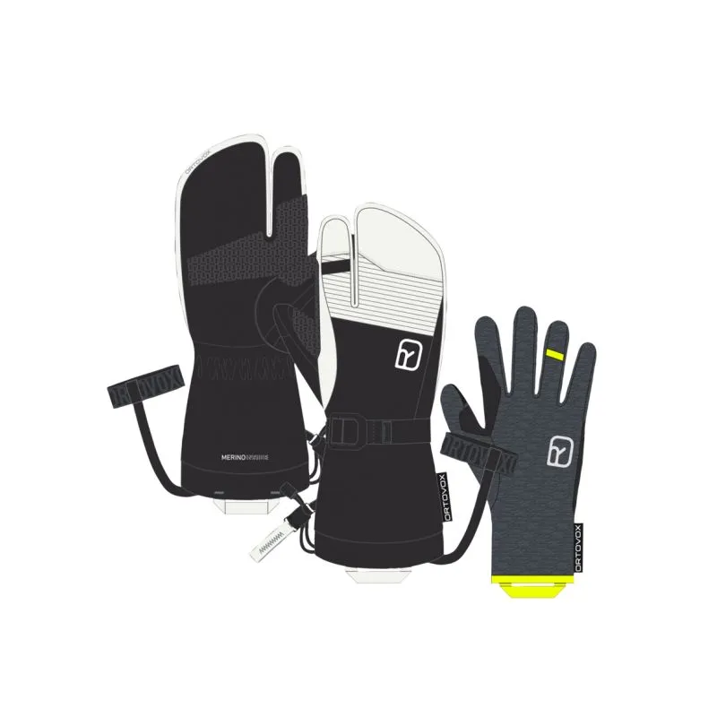 Guanti a 3 dita Ortovox FREERIDE 3 FINGER GLOVE PRO (nero corvino)
