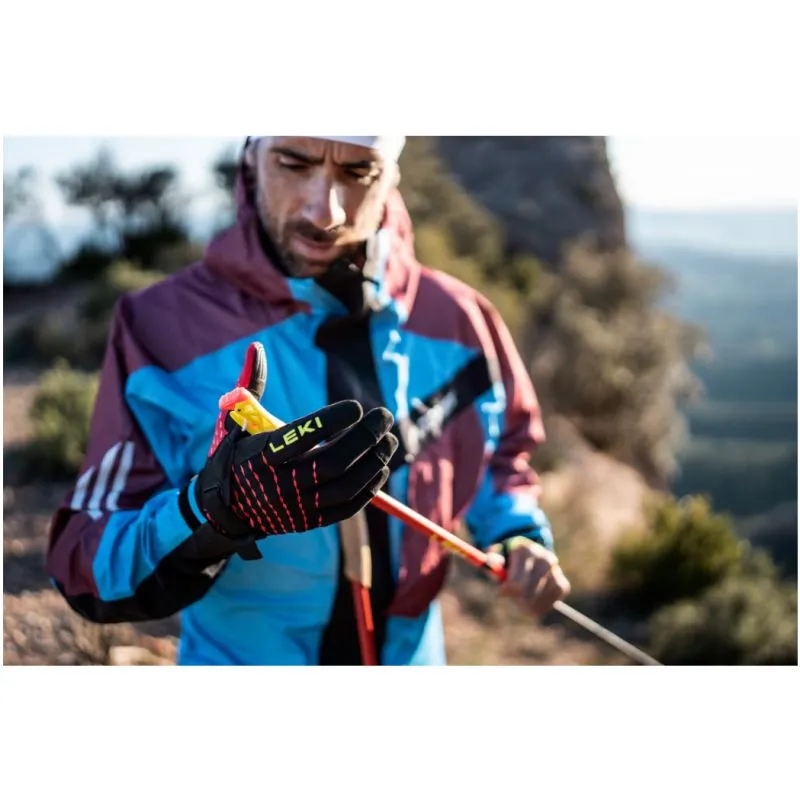 Guanti da trail Leki ultra trail storm shark (nero-rosso-giallo)