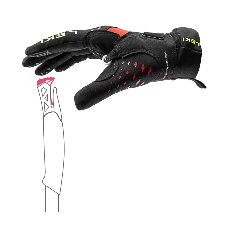 Guanti da trail Leki ultra trail storm shark (nero-rosso-giallo)