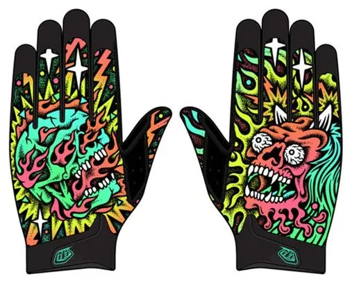 Guanti Troy Lee Designs LE AIR SKULL DEMON ARANCIONE/Verde