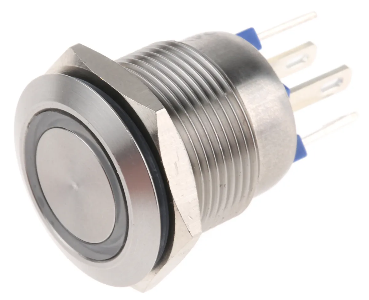 Interruttore a pulsante Bulgin, Momentaneo, SPST, luminoso, 50 mA a 24 V c.c., IP66 Montaggio a pannello