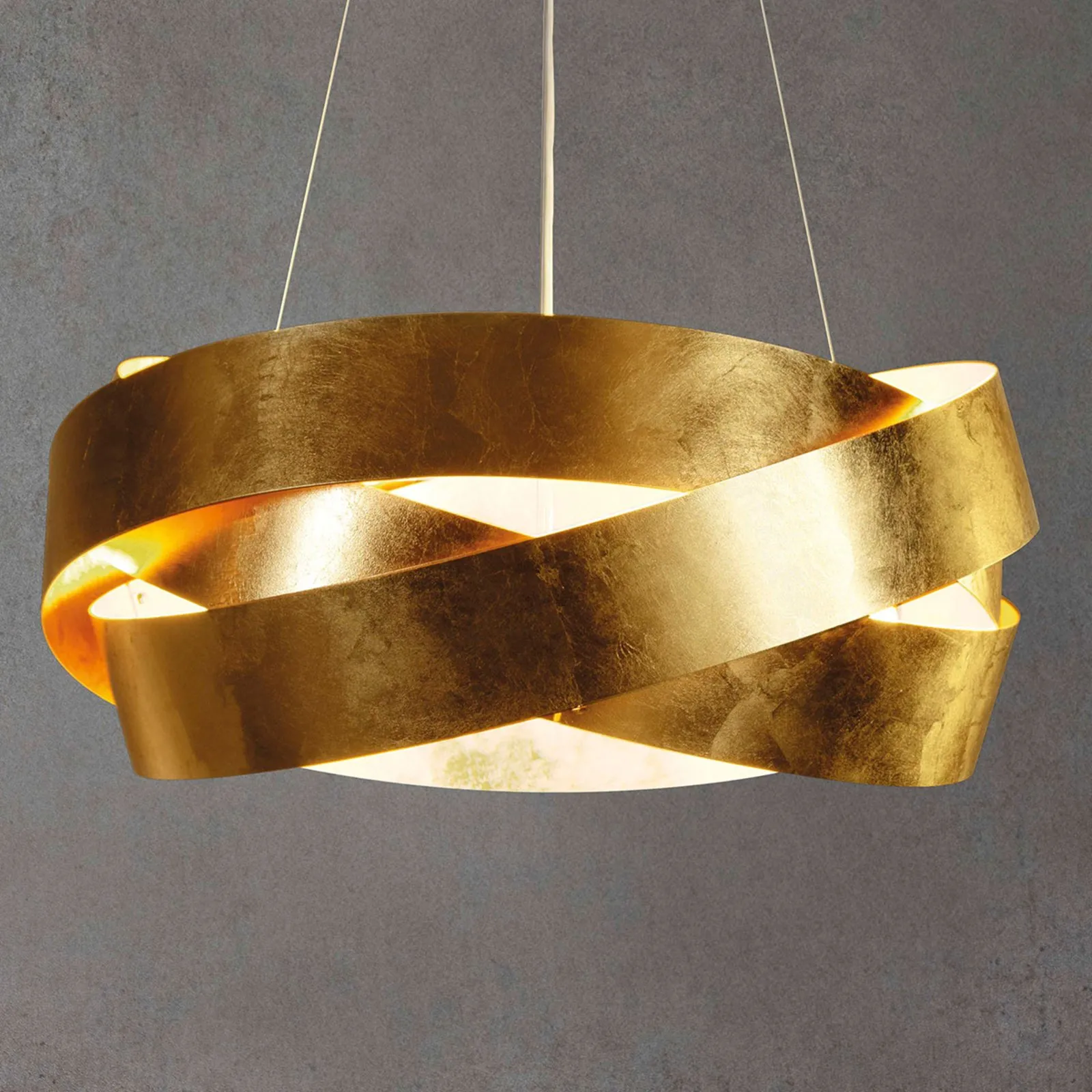 Lampada LED a sospensione Pura con foglia d'oro 60 cm