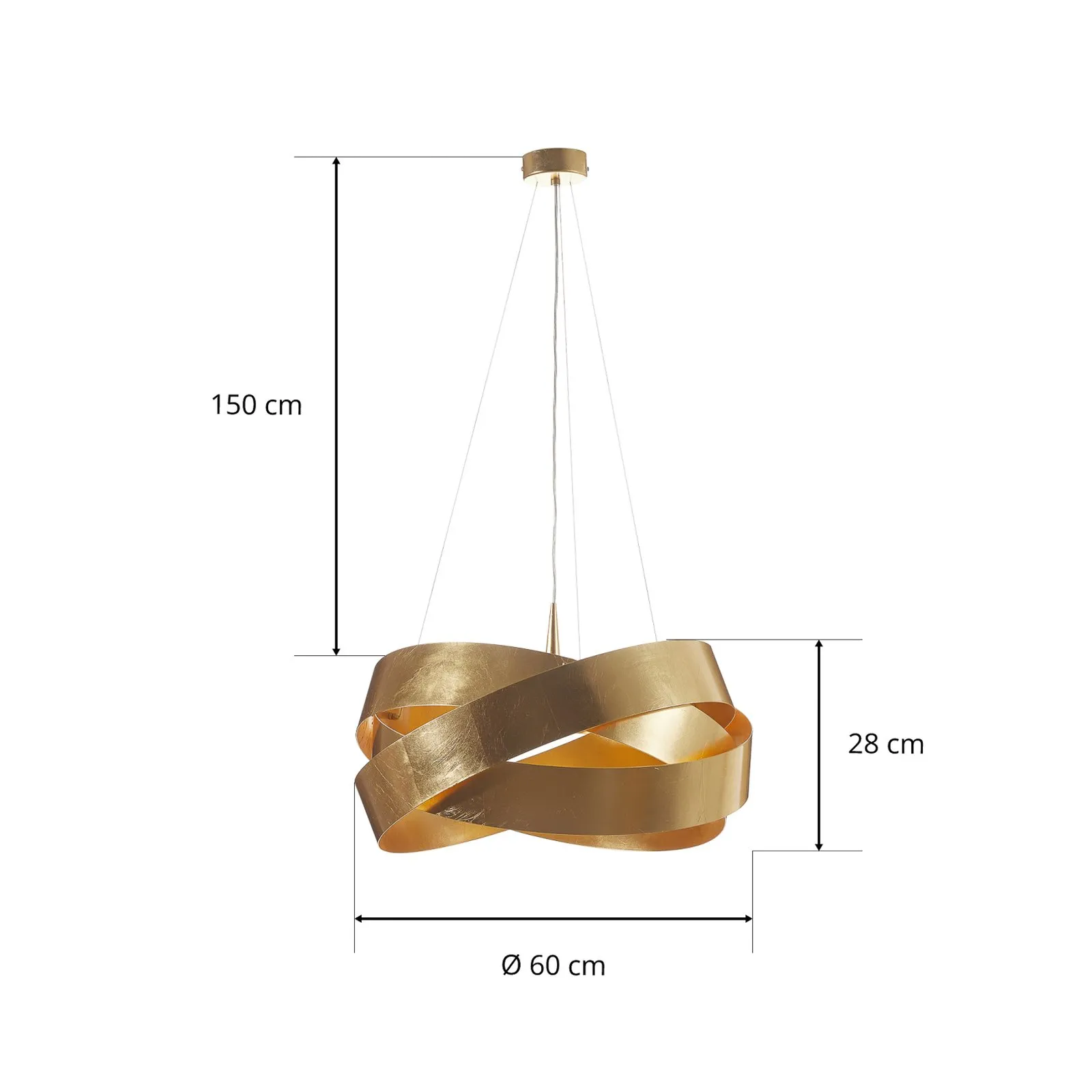 Lampada LED a sospensione Pura con foglia d'oro 60 cm