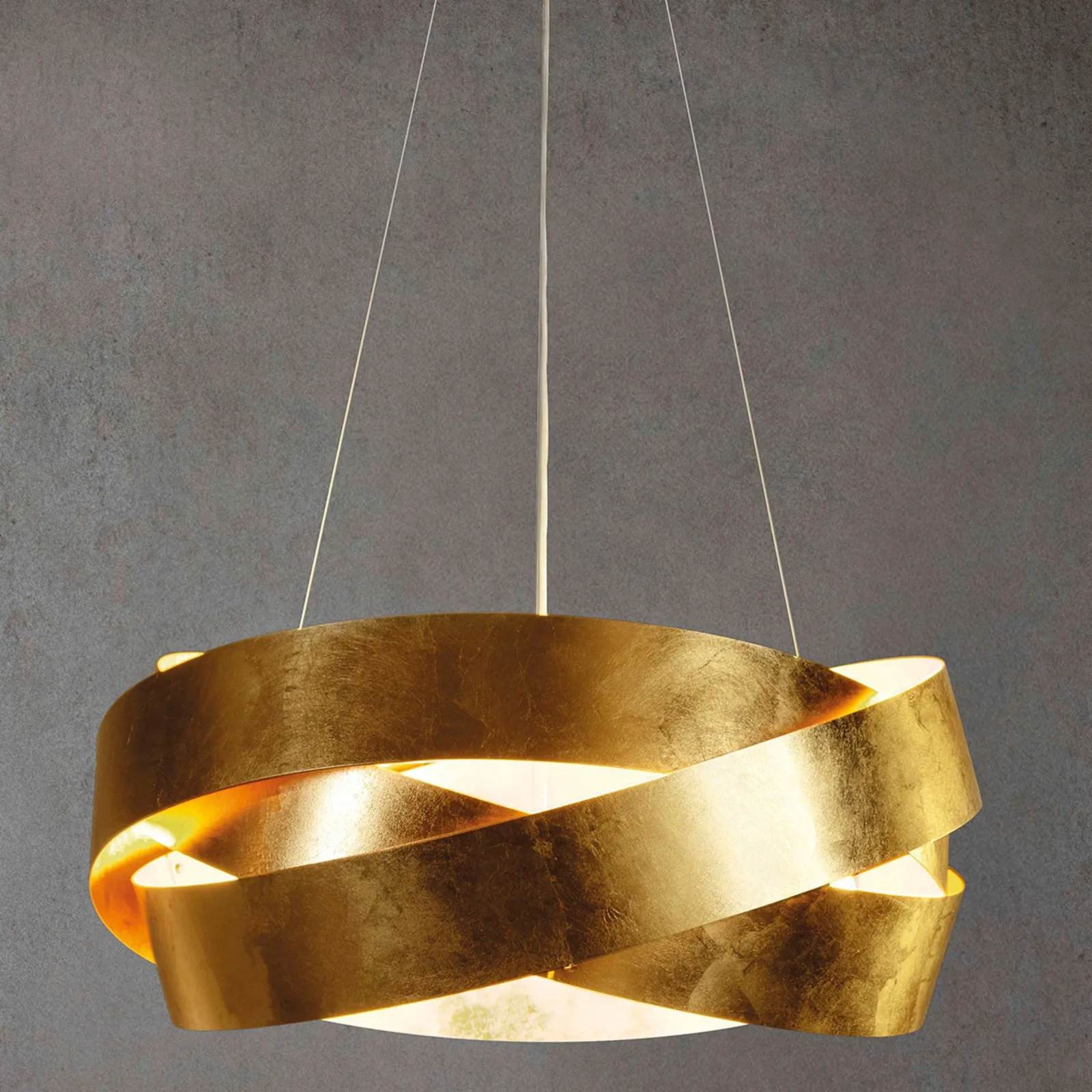 Lampada LED a sospensione Pura con foglia d'oro 60 cm