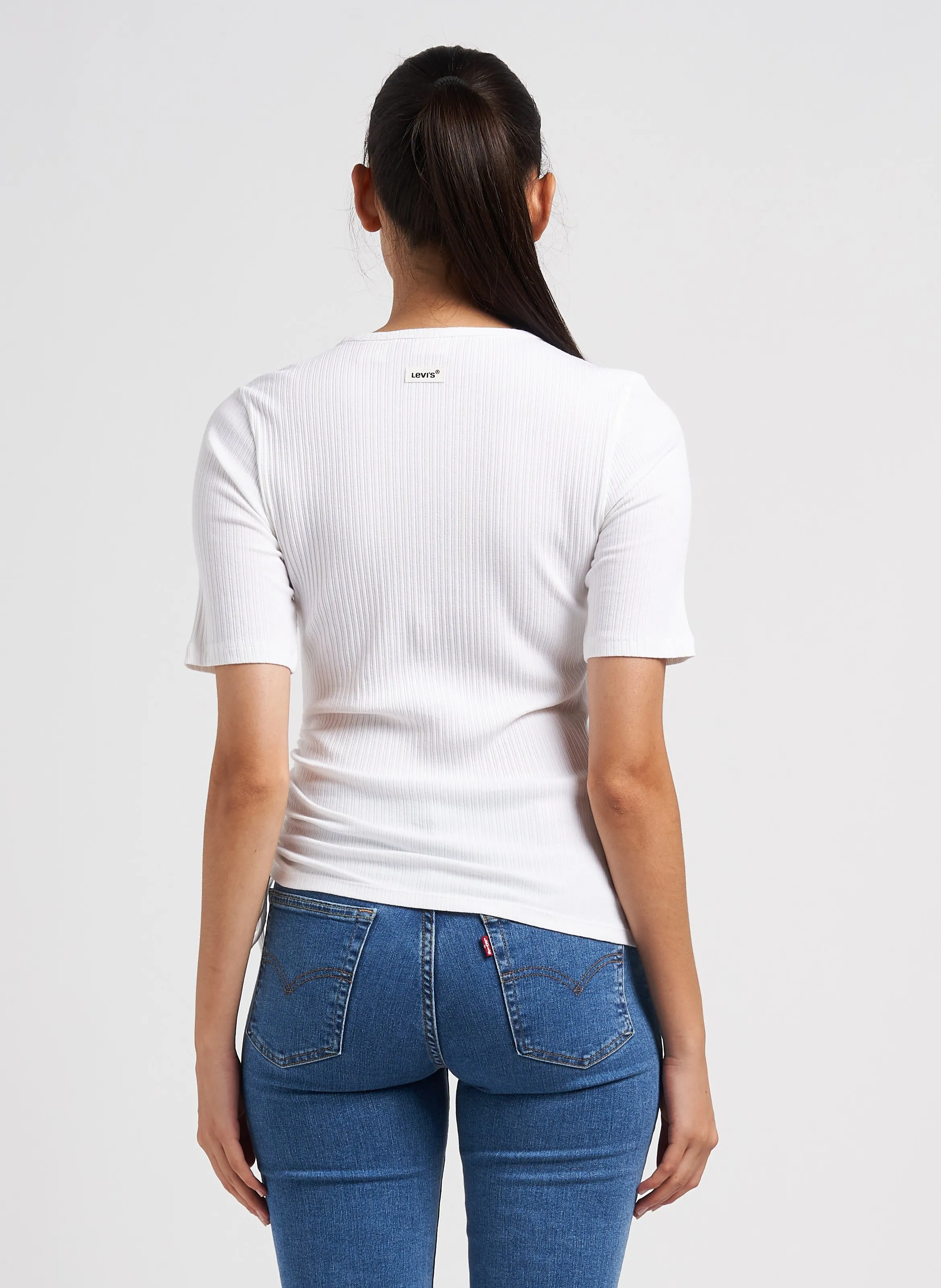  LEVI'S   SIDE TIE SS - Top a coste con scollo tondo in cotone elasticizzato | Beige