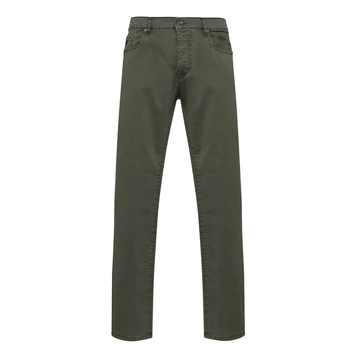 MCS pantaloni 5 tasche uomo slim fit colore muschio scuro