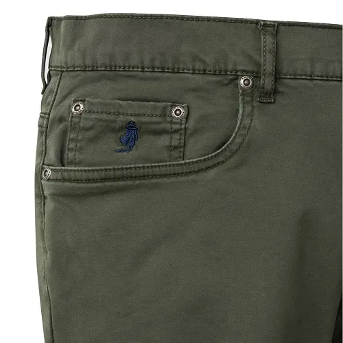 MCS pantaloni 5 tasche uomo slim fit colore muschio scuro