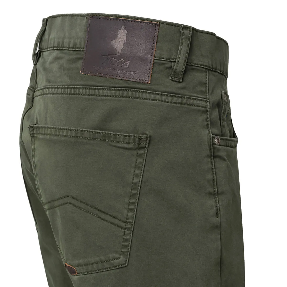 MCS pantaloni 5 tasche uomo slim fit colore muschio scuro