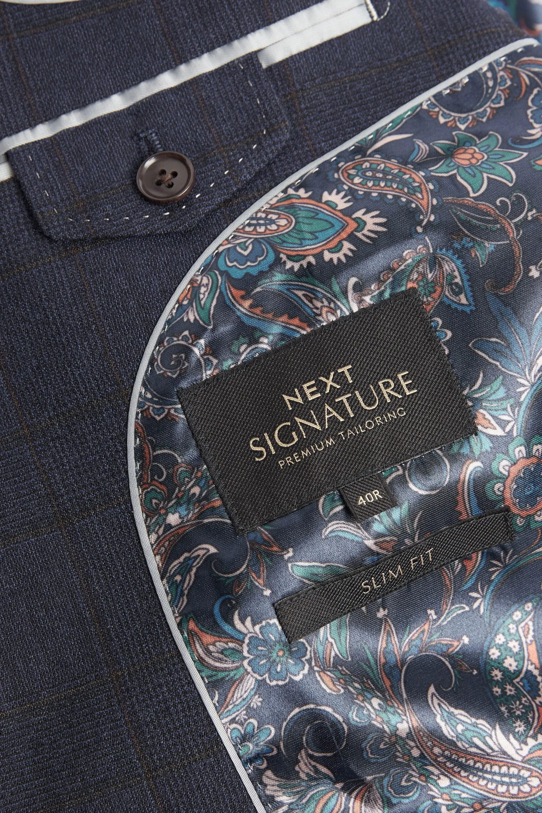 Navy  - Vestibilità attillata / Slim Signature - Completo A quadri in tessuto italiano: Giacca