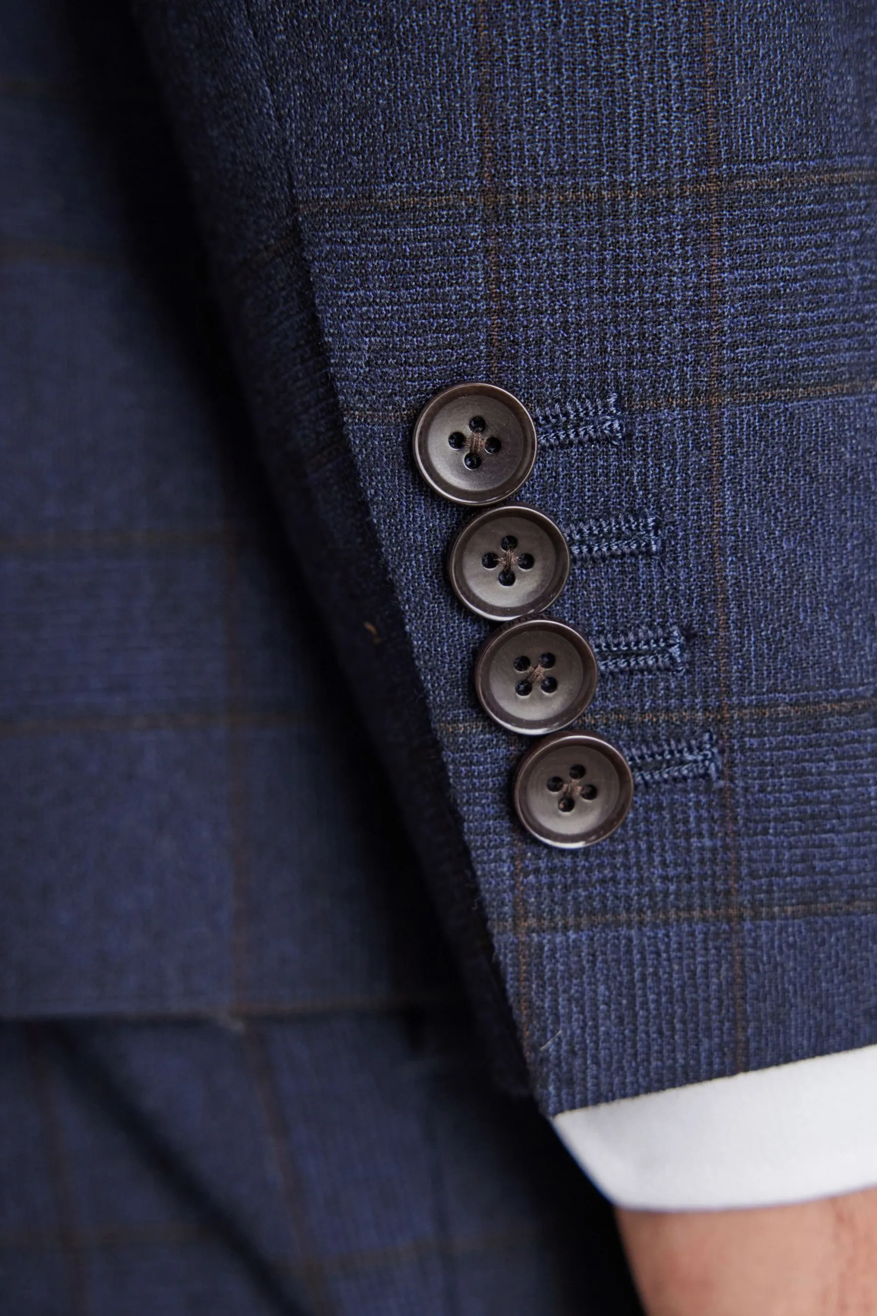 Navy  - Vestibilità attillata / Slim Signature - Completo A quadri in tessuto italiano: Giacca