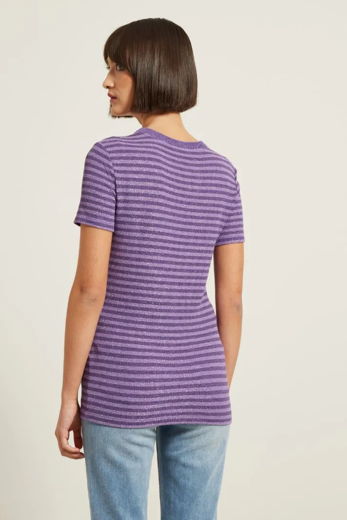 T-shirt a coste lamè