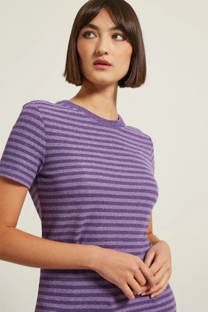 T-shirt a coste lamè