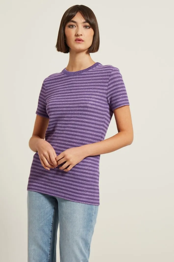 T-shirt a coste lamè
