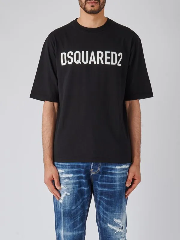 T-shirt uomo Dsquared2 oversize in cotone Nero
