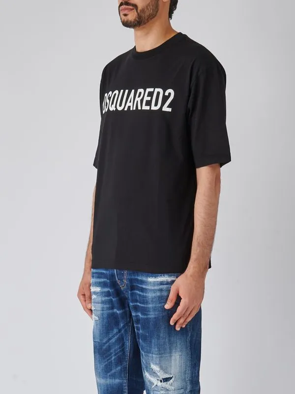T-shirt uomo Dsquared2 oversize in cotone Nero