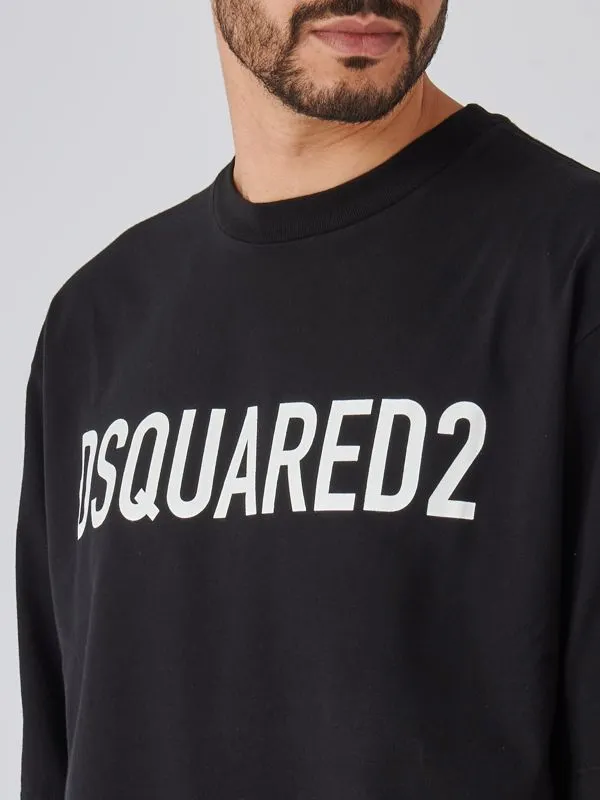T-shirt uomo Dsquared2 oversize in cotone Nero