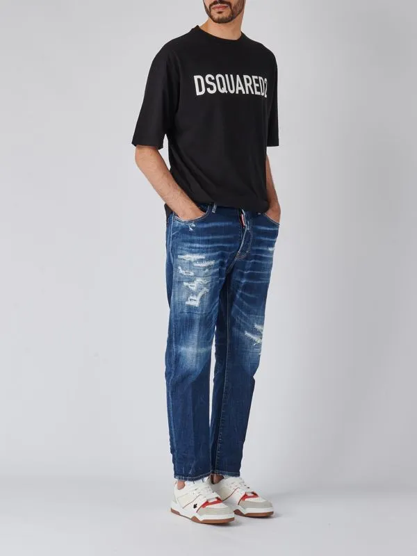 T-shirt uomo Dsquared2 oversize in cotone Nero