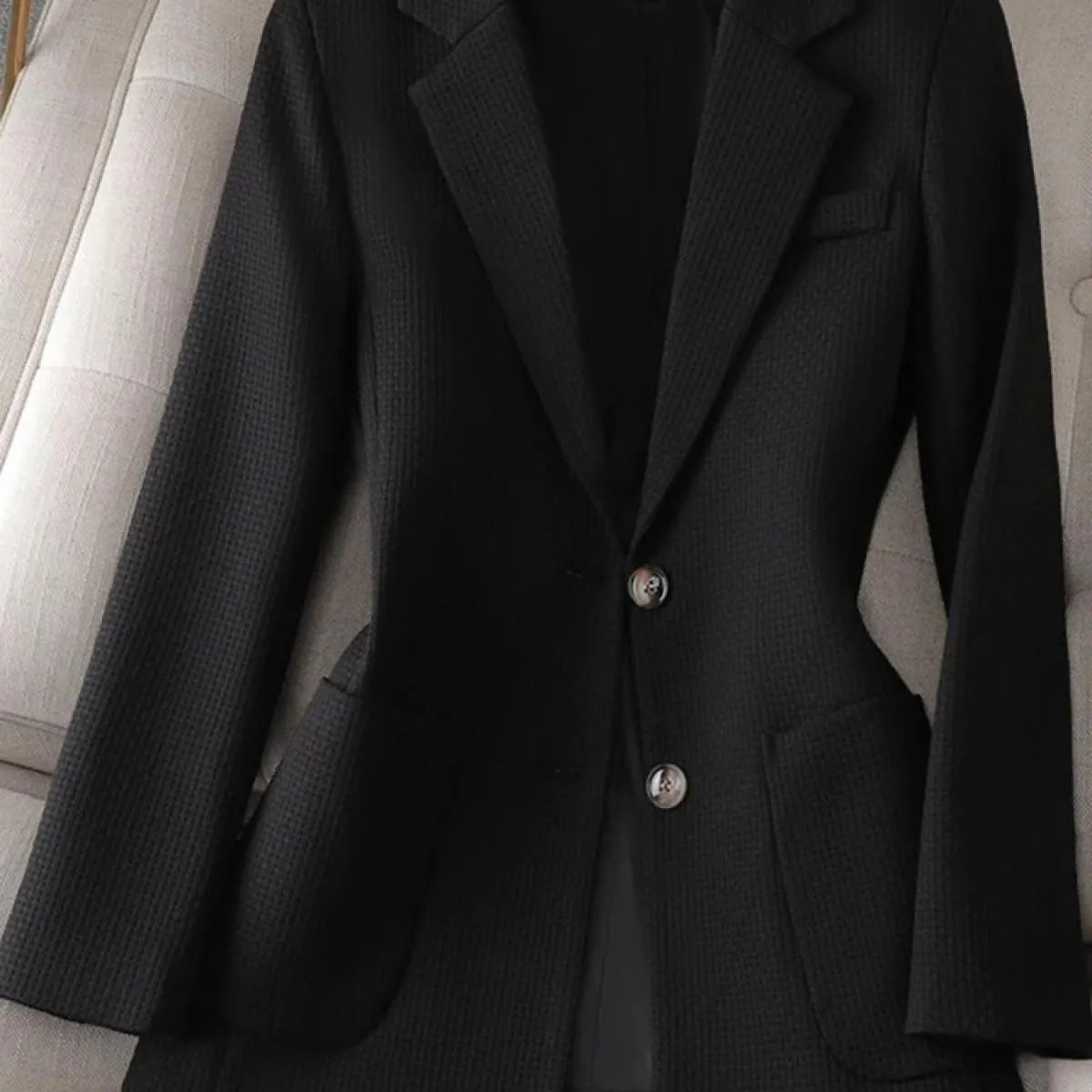 Xfpv Giacca da donna con temperamento a maniche lunghe monopetto con intaglio verde Giacca da temperamento alla moda Nuova marea