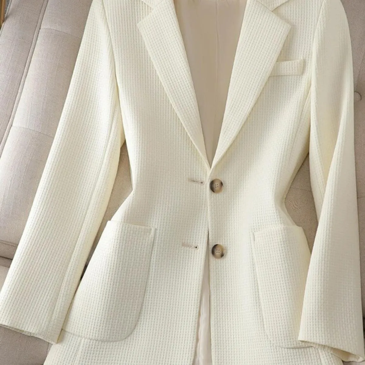 Xfpv Giacca da donna con temperamento a maniche lunghe monopetto con intaglio verde Giacca da temperamento alla moda Nuova marea