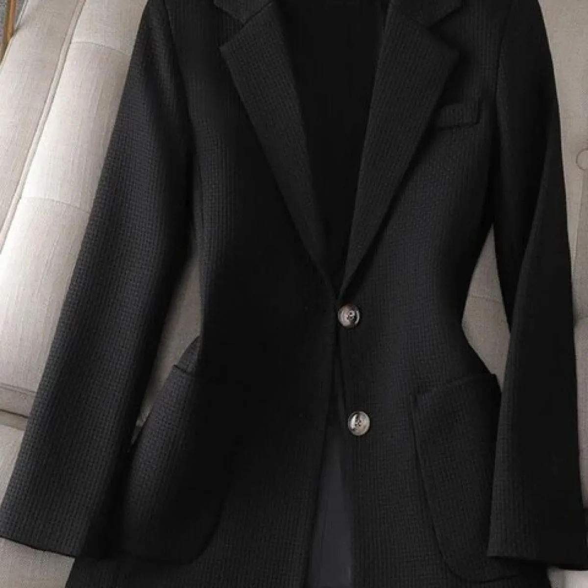 Xfpv Giacca da donna con temperamento a maniche lunghe monopetto con intaglio verde Giacca da temperamento alla moda Nuova marea