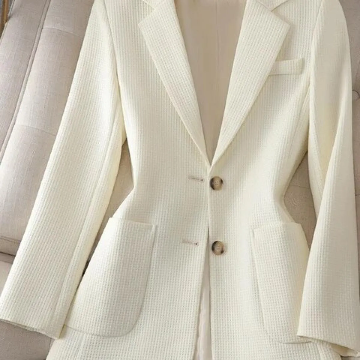 Xfpv Giacca da donna con temperamento a maniche lunghe monopetto con intaglio verde Giacca da temperamento alla moda Nuova marea
